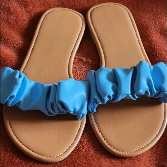 SHEIN Light Blue Ruched Slide Sandals. SZ 40. US SZ 9.5 - Picture 1 of 2
